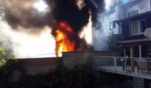 Incendie de garage, rue des Hayettes, à Gilly, le 8 août 2018 - 1