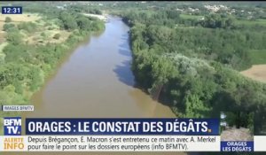 Ces images de l'hélicoptère BFMTV montrent le niveau important des cours d'eau dans le Gard