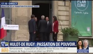 François de Rugy arrive au ministère de la Transition écologique pour la passation de pouvoir
