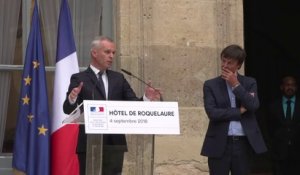 Discours de François de Rugy lors de la passation de pouvoir avec Nicolas Hulot