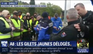Des gendarmes et des CRS délogent des gilets jaunes qui bloquaient l'A8 dans les Bouches-du-Rhône