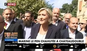 Regardez les images de Marine Le Pen accueillie de façon très musclée cet après-midi dans le Var