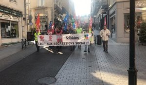 Les syndicats CGT, FO, Solidaires et FSU ont manifesté contre la politique d’Emmanuel Macron