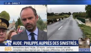 Inondations dans l'Aude: Édouard Philippe adresse "sa sympathie et son soutien aux familles des victimes"