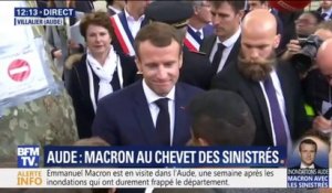 Macron à des sinistrés de l'Aude: "Je serai là, on sera là"