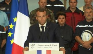 Dans l'Aude, Macron annonce qu'"il appartiendra aux préfets de ne pas appliquer le coefficient de vétusté"