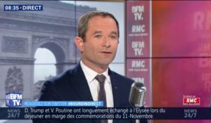 "Il y a un décalage très fort entre les actes et le discours" d'Emmanuel Macron estime Benoît Hamon
