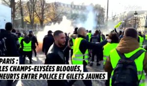 Paris : les Champs-Elysées bloqués, heurts entre police et Gilets jaunes