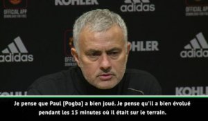15e j. - Mourinho : "Pogba a bien joué pendant 15 minutes"