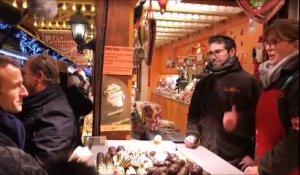 Emmanuel Macron au marché de Noël de Strasbourg, trois jours après l'attentat