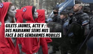 Gilets jaunes acte V : des Marianne seins nus face à des gendarmes mobiles