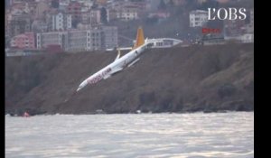 Un avion rate son atterrissage et termine sur une falaise en Turquie