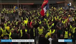 "Gilets jaunes" : forte mobilisation en régions
