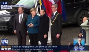 Emmanuel Macron et Angela Merkel accueillis avec des huées et des applaudissements à Aix-la-Chapelle