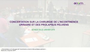 Réunion de concertation sur le traitement des prolapsus pelviens et de l’incontinence urinaire (Partie 2)