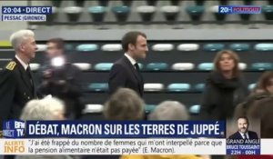 Emmanuel Macron arrive au Grand débat avec les femmes à Bordeaux