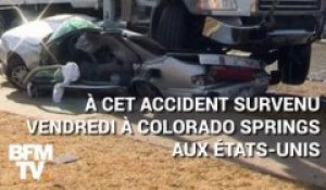 Sa voiture se fait écraser par un camion dans une collision mais il survit
