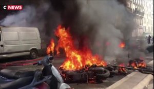 Gilets jaunes : incendies et violences sur le parcours des manifestants