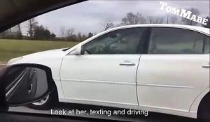 Il critique une femme qui téléphone au volant et ne regarde pas la route devant lui...