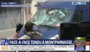 1er-mai à Paris: une camionnette est prise pour cible par des casseurs