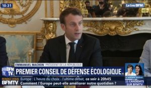 "Le temps n'est plus à la parole." Emmanuel Macron introduit le premier Conseil de défense écologique à l'Élysée