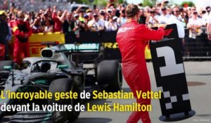 L'incroyable geste de Sebastian Vettel devant la voiture de Lewis Hamilton