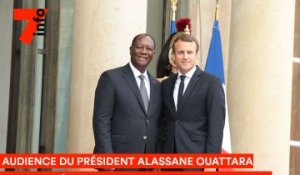 Audience du Président Alassane Ouattara avec le Président Français Emmanuel Macron Paris - Palais de l’Elysee