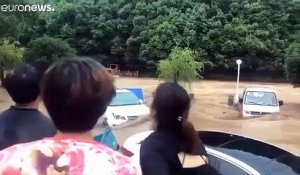 Chine : Jinhua sous les eaux après de fortes pluies