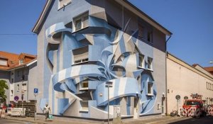 Ce street artiste réalise d'impressionnantes illusions d'optiques sur les murs