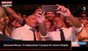 Emmanuel Macron : En déplacement, il propose de l'alcool à Brigitte (vidéo)