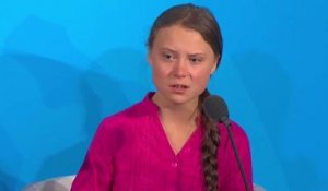 Greta Thunberg les larmes aux yeux lors de son discours à l'ONU