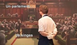 Un parlement de singes signé Banksy mis aux enchères avant le Brexit