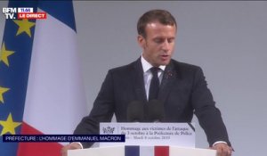 "Face au terrorisme islamiste, nous mèneront le combat sans relâche." :  Emmanuel Macron rappelle que 59 attentats ont été déjoués en 6 ans grâce aux fonctionnaires de police