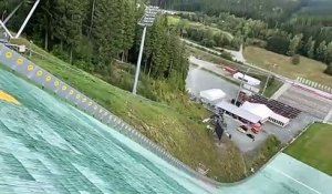 Le terrible crash en VTT de Fischbach lors d’un saut depuis un tremplin de saut à ski