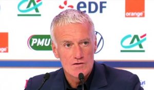 Football - Équipe de France - Conférence de presse de Didier Deschamps qui évoque Benjamin Mendy