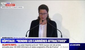 Plan hôpital: Agnès Buzyn prévoit "une prime annuelle de 800 euros aux 40.000 infirmiers gagnant moins de 1800 euros mensuels" en Île-de-France