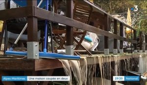 Alpes-Maritimes : une maison coupée en deux par un torrent de boue