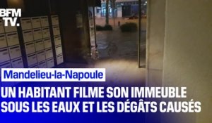 Un habitant de Mandelieu-la-Napoule a filmé la cage d'escalier de son immeuble, transformée en torrent d'eau, puis les dégâts au lendemain des intempéries