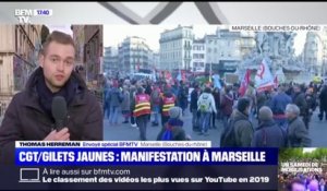 CGT/gilets jaunes: forte mobilisation à Marseille