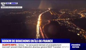 Les images des bouchons de ce matin en Île-de-France depuis l'hélicoptère BFMTV