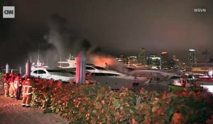 Le yacht de luxe appartenant au chanteur américain Marc Anthony, l'ancien mari de Jennifer Lopez, détruit cette nuit par un incendie à Miami