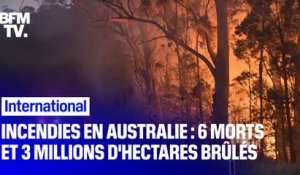 Incendies en Australie: 6 morts et 3 millions d'hectares brûlés