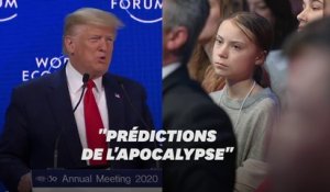 Devant Greta Thunberg, Donald Trump fustige à Davos "les prophètes de malheurs"
