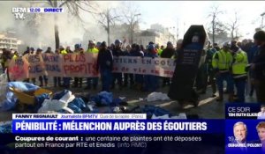 Les égoutiers manifestent devant le ministère de l'Économie et des Finances contre la réforme des retraites