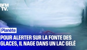 Pour alerter sur la fonte des glaces, le Britannique Lewis Pugh nage dans un lac gelé