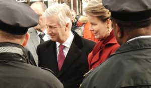 Le couple royal à Ground Zero avec des policiers touchés lors des attentats de Bruxelles