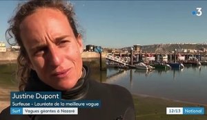 Portugal : la surfeuse française Justine Dupont défie les vagues géantes de Nazaré