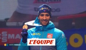 La remise de médaille de Fourcade - Biathlon - Mondiaux (H)