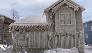 Les images surprenantes de maisons recouvertes de glace au bord du lac Érié aux États-Unis