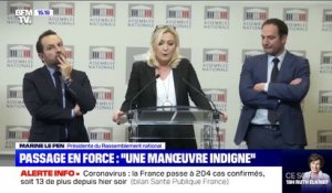 Retraites: Marine Le Pen dénonce "une manœuvre indigne" avec le recours au 49.3